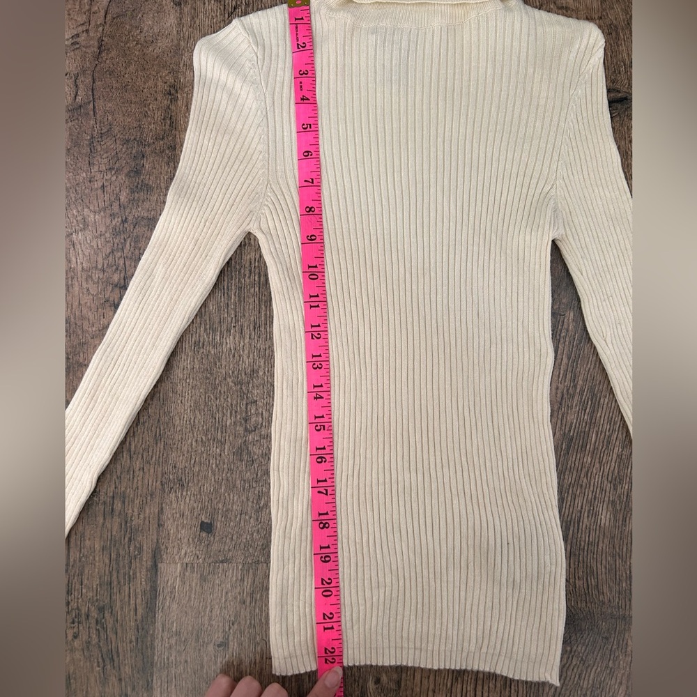 Cream Ribbed Turtleneck - Picture 6 of 9
